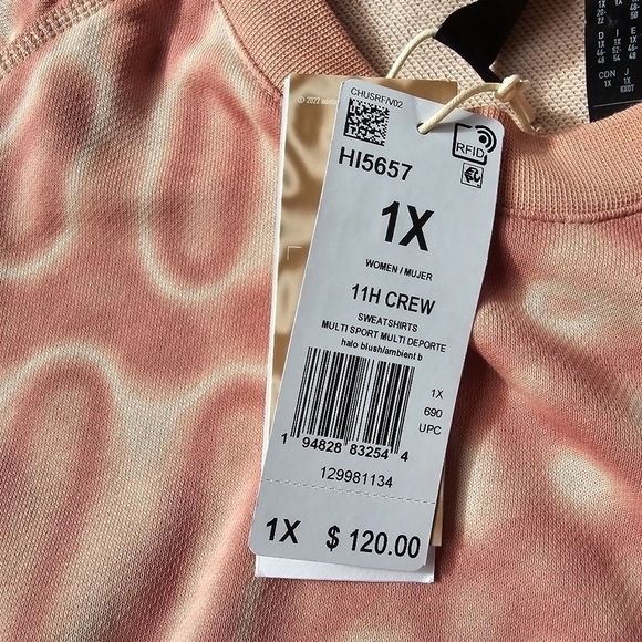 NWT Adidas x 11 Honoré Sweatshirt, Oversized, Halo Blush, 1X - Picture 13 of 16